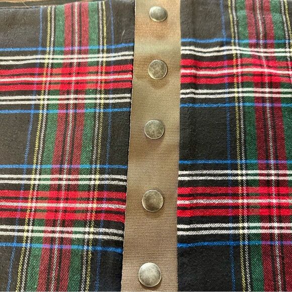 Infinity Scarf with Snap Buttons. Plaid Red Black Blue (1016) - Picture 1 of 4